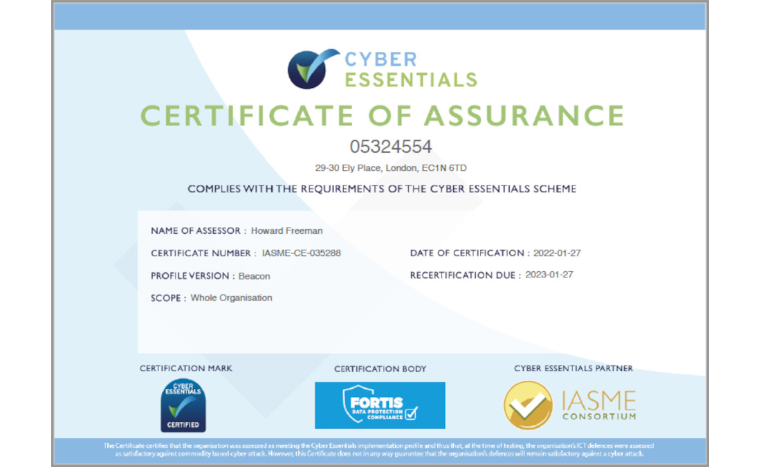 Bacta self-exclusion services gains cyber essentials certification
